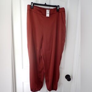 NWT Express Burnt Orange High Waisted Satin Pull-On Jogger